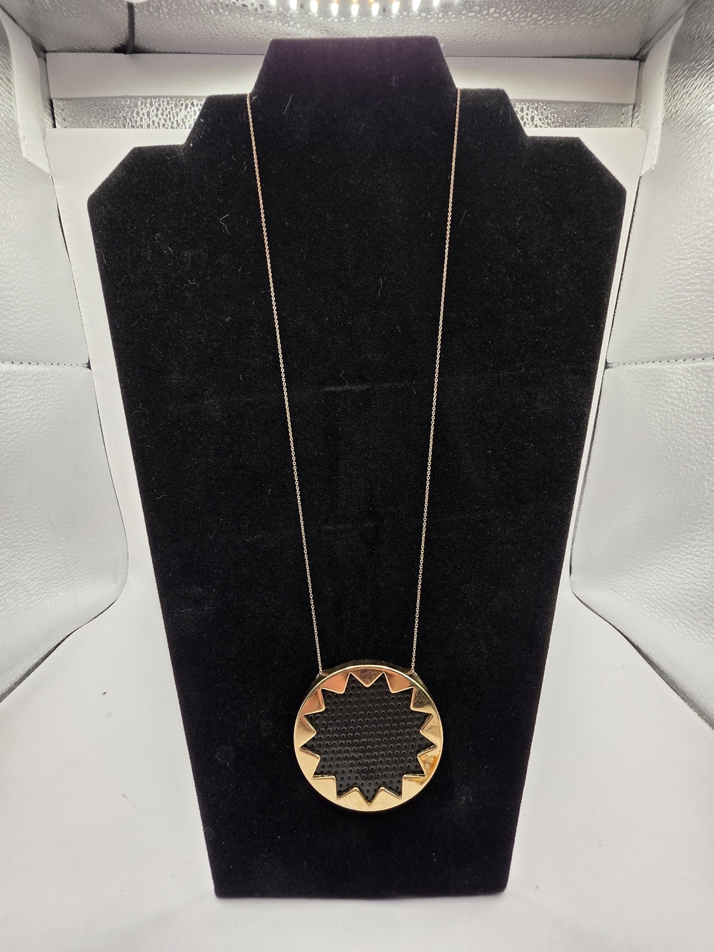 House Of Harlow Vintage 1960 Leather Sunburst Pendant Necklace Gold-tone